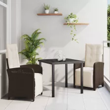 vidaXL Kert étkező szett 3 pcs Barna polirattan