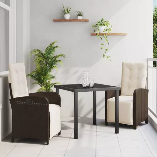 vidaXL Kert étkező szett 3 pcs Barna polirattan