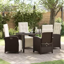 vidaXL Kert étkező szett 5 pcs Barna polirattan