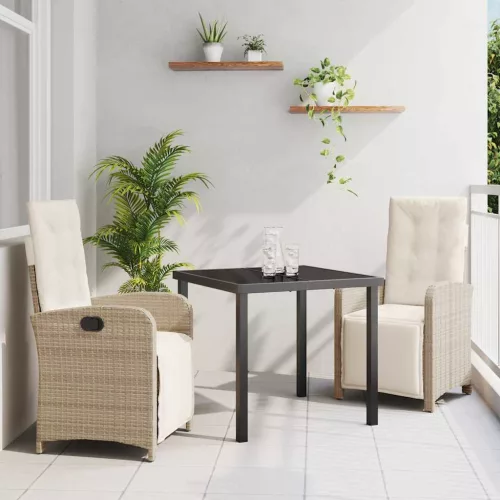 vidaXL Kert étkező szett 3 pcs Bézs polirattan