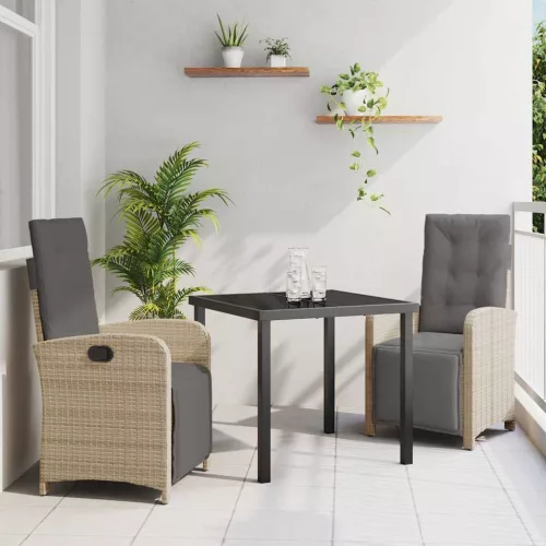 vidaXL Kert étkező szett 3 pcs Bézs polirattan
