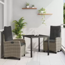 vidaXL Kert étkező szett 3 pcs Szürke polirattan