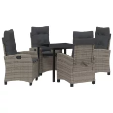   vidaXL 5 részes kerti étkező készlet párnákkal Szürke Poly Rattan