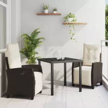 vidaXL Kert étkező szett 3 pcs Barna polirattan
