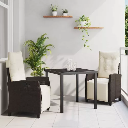 vidaXL Kert étkező szett 3 pcs Barna polirattan