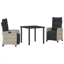   vidaXL 3 részes kerti étkezőszett világosszürke poli ratán