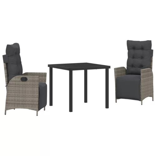 vidaXL 3 darabos kertibútor szett szürke polirattan