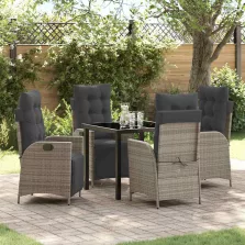 vidaXL Kert étkező szett 5 pcs Szürke Poli rattan