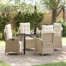 vidaXL Kert étkező szett 5 pcs Bézs Poli rattan