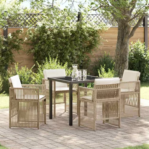 vidaXL Kert étkező szett 5 pcs Bézs Poli rattan