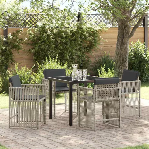 vidaXL Kert étkező szett 5 pcs Világosszürke Poli rattan