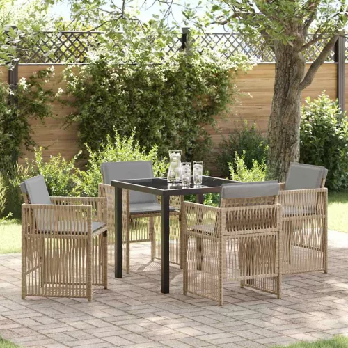 vidaXL Kert étkező szett 5 pcs Bézs Poli rattan