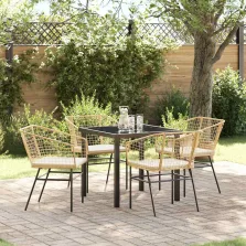 vidaXL Kert étkező szett 5 pcs Barna polirattan