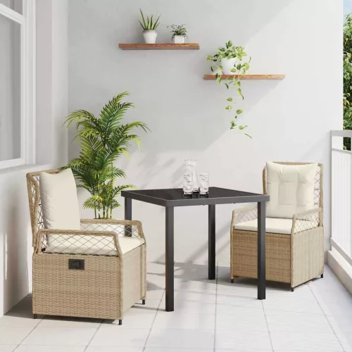 vidaXL Kert étkező szett 3 pcs Bézs polirattan