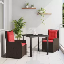 vidaXL Kert étkező szett 3 pcs Barna Poli rattan