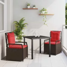 vidaXL Kert étkező szett 3 pcs Barna polirattan