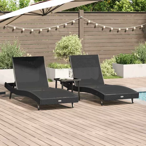 vidaXL Napágyak 3 pcs Fekete 40 x 40 x 40.5 cm Poli rattan