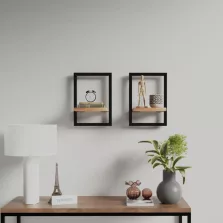   vidaXL 2 darab tömör akácfa és acél falipolc 25 x 25 x 35 cm