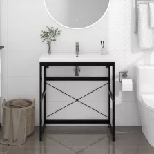   vidaXL fekete vas fürdőszobai mosdókagylókeret 79 x 38 x 83 cm