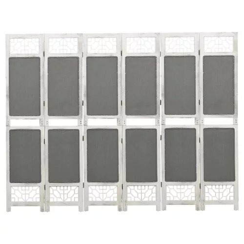 vidaXL 6 paneles szürke szövet térelválasztó 210 x 165 cm