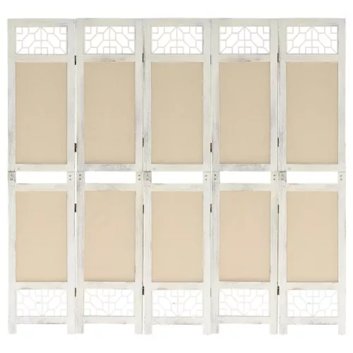 vidaXL 5 paneles krémszínű szövetparaván 175 x 165 cm