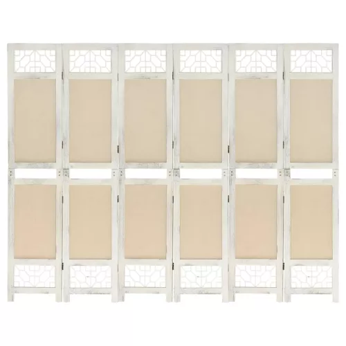 vidaXL 6 paneles krémszínű szövetparaván 210 x 165 cm