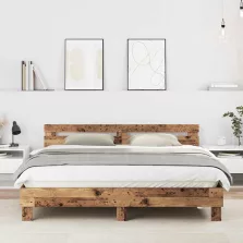   vidaXL Ágykeret fejtámlával Öreg fa 203 x 185 x 70 cm Faanyag
