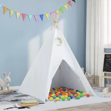   vidaXL Teepee sátor Fehér 120 x 120 x 150 cm Szövet, műanyag