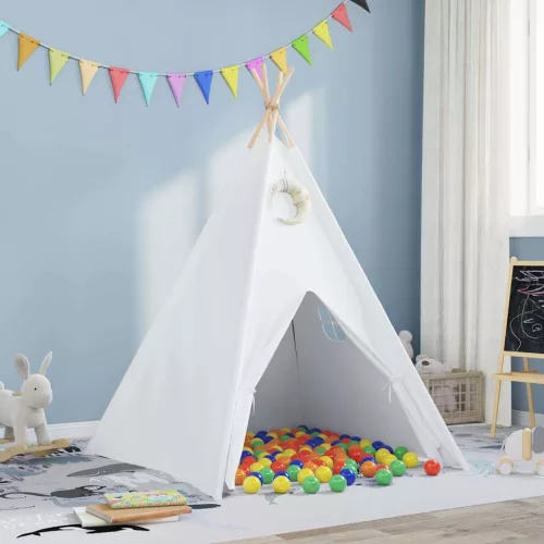 vidaXL Teepee sátor Fehér 120 x 120 x 150 cm Szövet, műanyag
