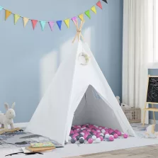   vidaXL Teepee sátor Fehér 120 x 120 x 150 cm Szövet, műanyag