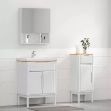   vidaXL Fürdőszoba bútor szett fiókkal FLORO 2 pcs Fehér Tömör fenyőfa