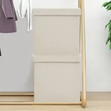   vidaXL 2 db krémfehér összecsukható művászon tárolóülőke