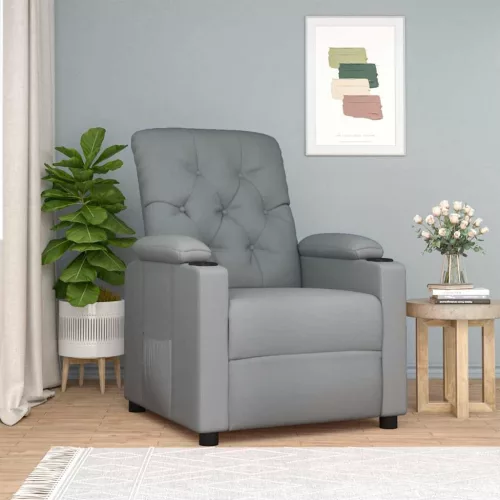 vidaXL világosszürke szövet dönthető fotel