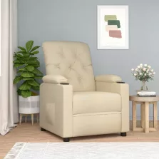 vidaXL krémszínű szövet dönthető fotel