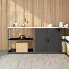   vidaXL Konyhai Tároló Készlet polcokkal 2 pcs Fekete 180 x 50 x 92 cm