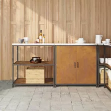   vidaXL Konyhai Tároló Készlet polcokkal 2 pcs Rozsdás 180 x 50 x 92 cm