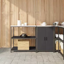   vidaXL Konyhai Tároló Készlet polcokkal 2 pcs Fekete 150 x 50 x 92 cm