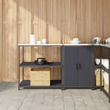   vidaXL Konyhai Tároló Készlet 2 pcs Antracitszürke 150 x 50 x 92 cm