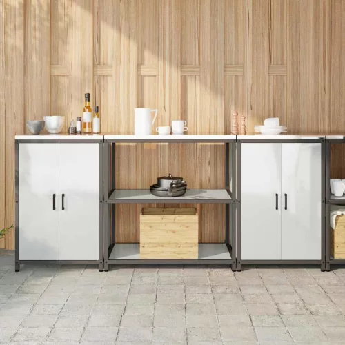 vidaXL Konyhai Tároló Készlet polcokkal 3 pcs Ezüst 210 x 50 x 92 cm