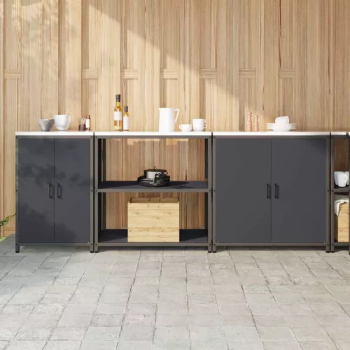 vidaXL Konyhai Tároló Készlet Egyéb 3 pcs Antracit 240 x 50 x 92 cm
