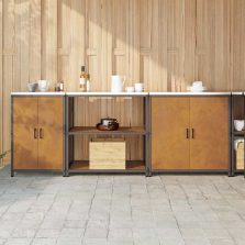   vidaXL Konyhai Tároló Készlet polcokkal 3 pcs Rozsdás 240 x 50 x 92 cm