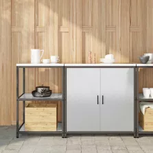  vidaXL Konyhai Tároló Készlet polcokkal 2 pcs Ezüst 150 x 50 x 92 cm