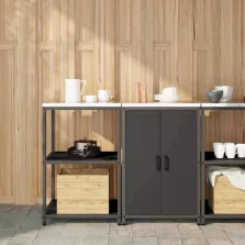   vidaXL Konyhai Tároló Készlet polcokkal 2 pcs Fekete 120 x 50 x 92 cm