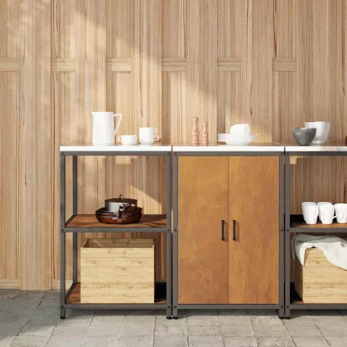 vidaXL Konyhai Tároló Készlet polcokkal 2 pcs Rozsdás 120 x 50 x 92 cm