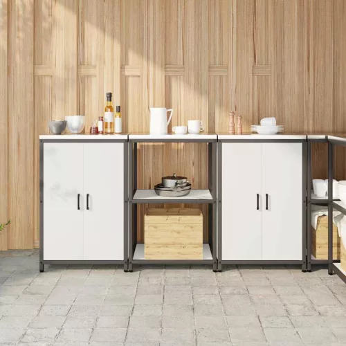 vidaXL Konyhai Tároló Készlet polcokkal 3 pcs Fehér 180 x 50 x 92 cm