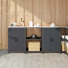   vidaXL Konyhai Tároló Készlet 3 pcs Antracitszürke 180 x 50 x 92 cm