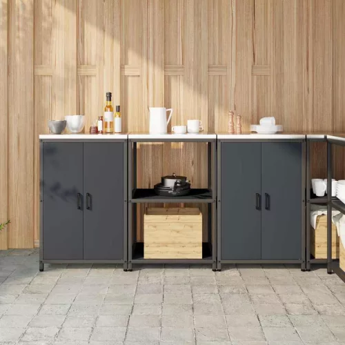 vidaXL Konyhai Tároló Készlet 3 pcs Antracitszürke 180 x 50 x 92 cm