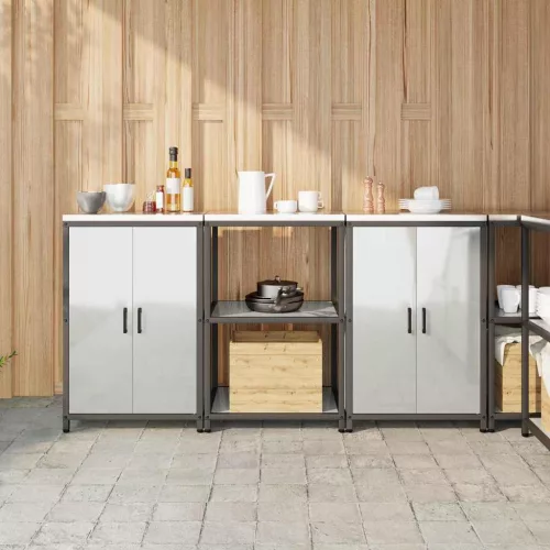 vidaXL Konyhai Tároló Készlet polcokkal 3 pcs Ezüst 180 x 50 x 92 cm