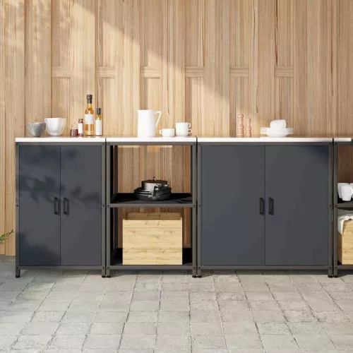 vidaXL Konyhai Tároló Készlet Egyéb 3 pcs Antracit 210 x 50 x 92 cm