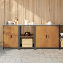   vidaXL Konyhai Tároló Készlet polcokkal 3 pcs Rozsdás 210 x 50 x 92 cm
